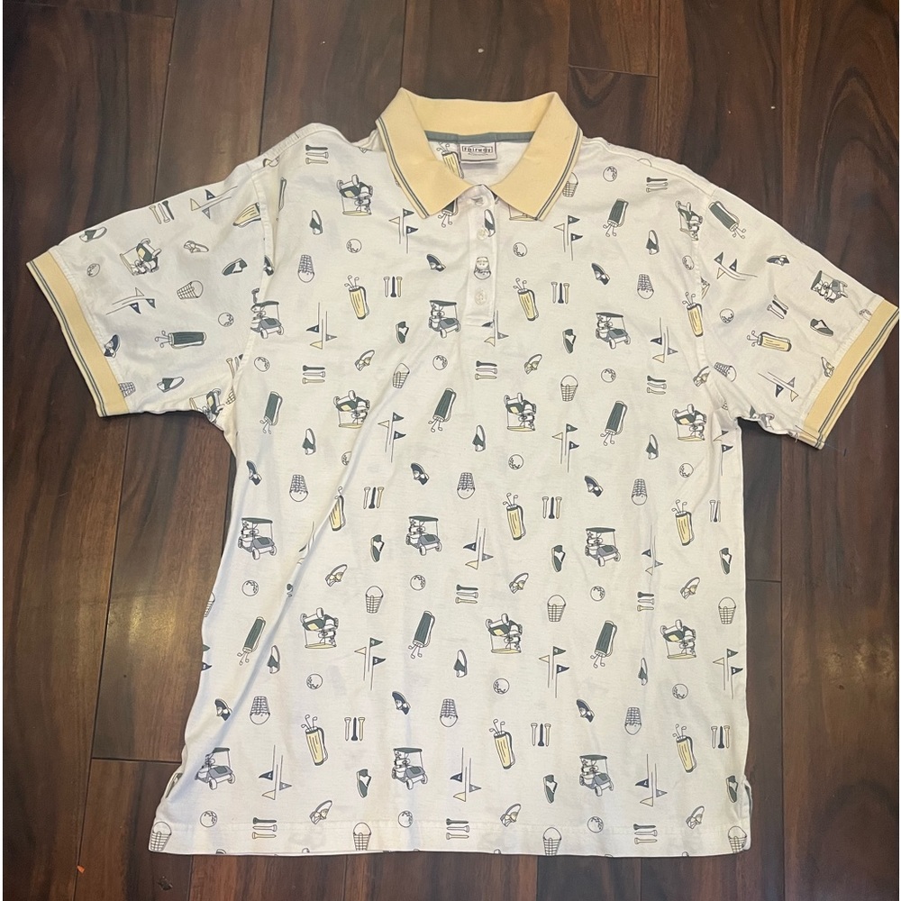 Fairway Outfitters Mens Large Golf Short Sleeve Polo Shirt Clubs Tee Ball Cotton
